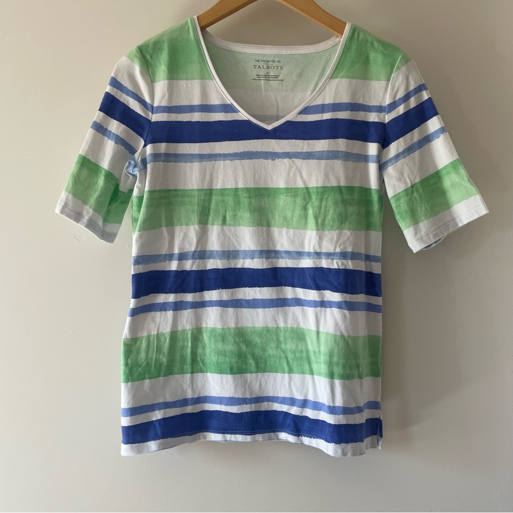 Talbots Tee with watercolor stripes